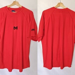 No Fear Shirt Red Black Vintage 1990s Blurred Logo XL Short Sleeve‎ Polyester